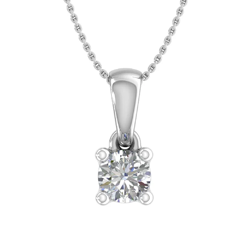 Alloy metal necklaces-1/5 Carat 4-Prong Set Diamond Solitaire Pendant Necklace in Gold (with Silver Chain)