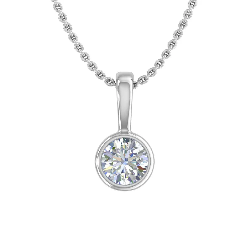 Fox charm necklaces-1/4 Carat Diamond Solitaire Pendant Necklace in Gold (Included Silver Chain)