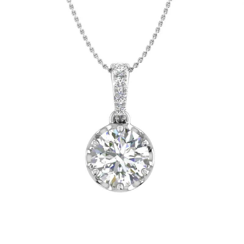 Bold cross necklaces-1/4 Carat Diamond Solitaire Pendant Necklace in Gold (Silver Chain Included)