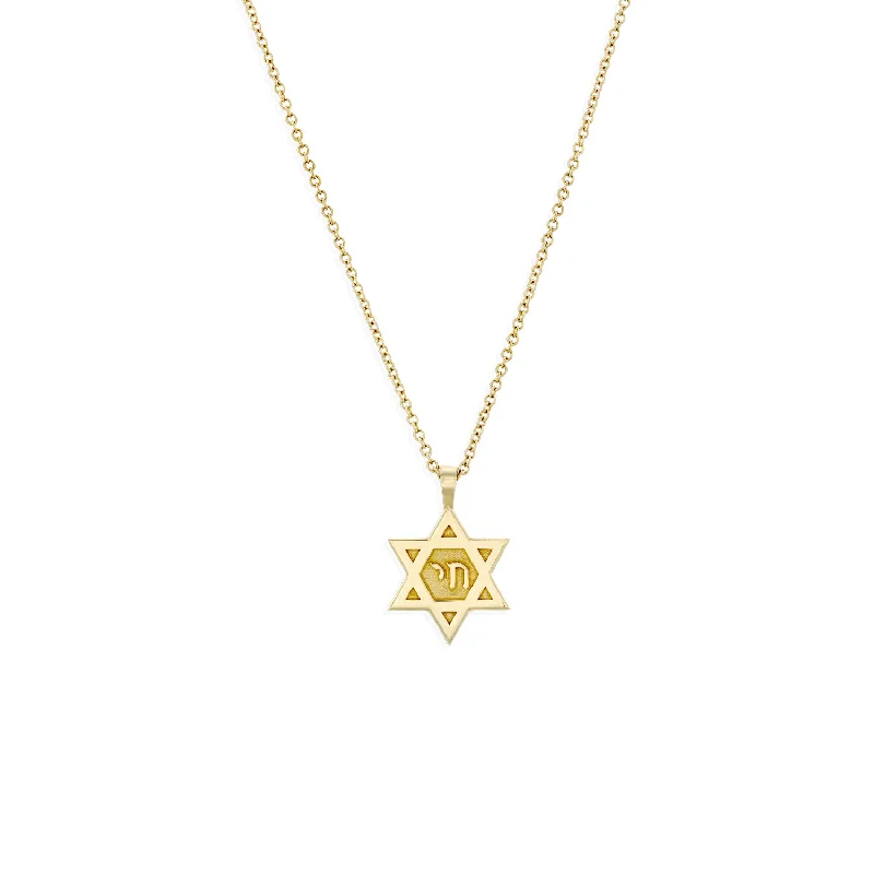 Oval pendant necklaces-Star Of David Gold Necklace with Hebrew Letters