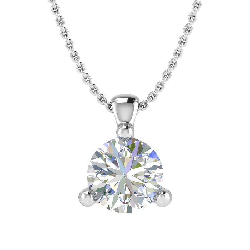 Fine drop necklaces-0.35 Carat 3-Prong Set Diamond Solitaire Pendant Necklace in Gold (Silver Chain Included) - IGI Certified