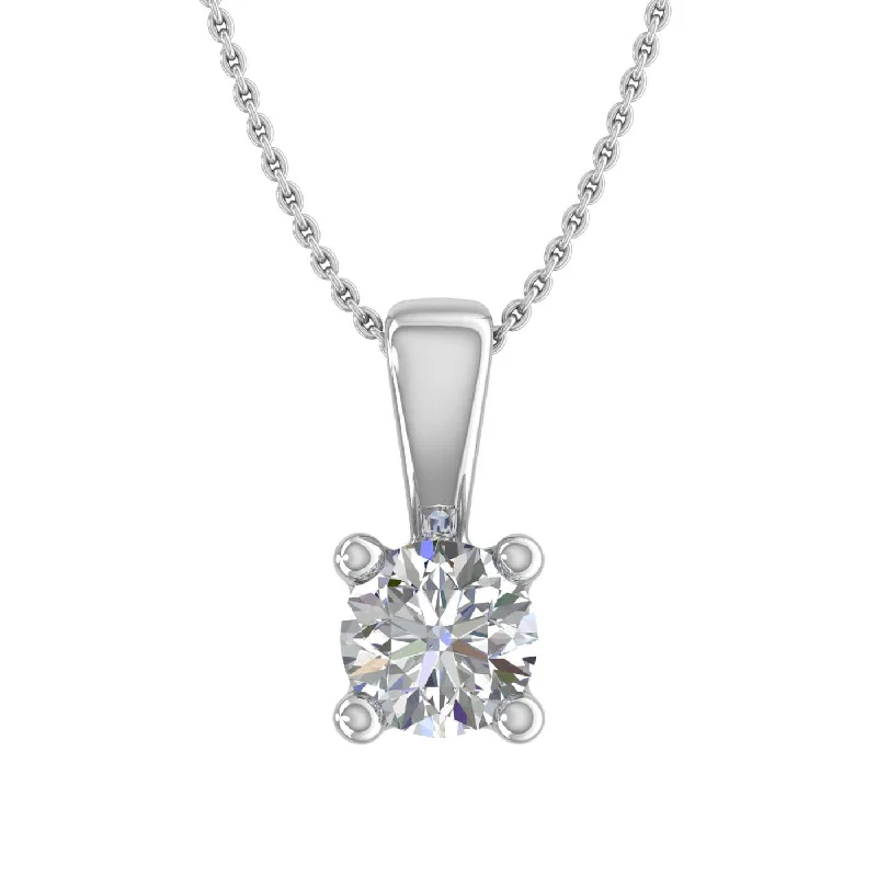 Tide pattern necklaces-1/5 Carat Diamond 4-Prong Set Solitaire Pendant Necklace in Gold (with Silver Chain)