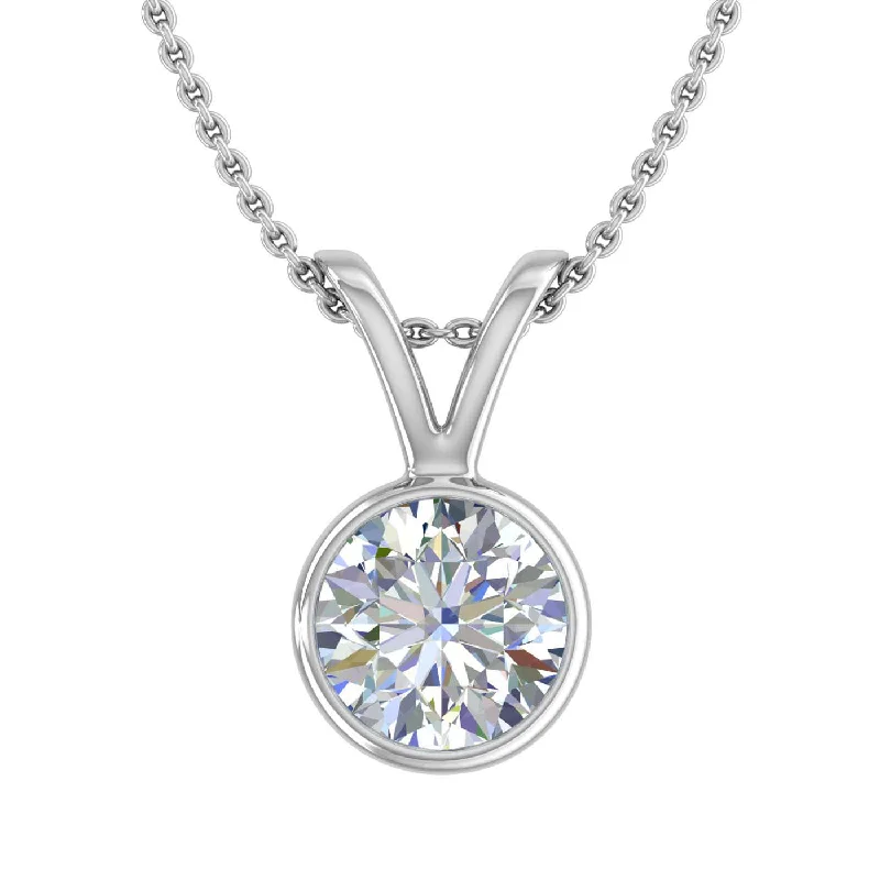 Emerald gem necklaces-3/4 Carat Diamond Solitaire Pendant Necklace in Gold (Included Silver Chain) - IGI Certified