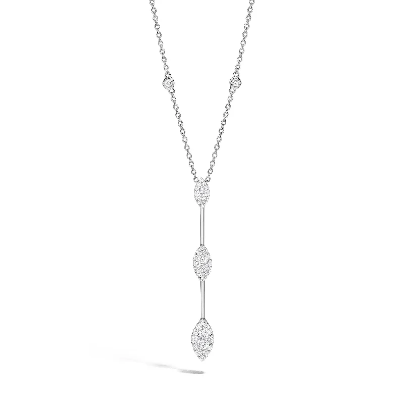 Sharp-line necklaces-Robert Irwin Couture Fiori Marquise Bar 3 Station Necklace