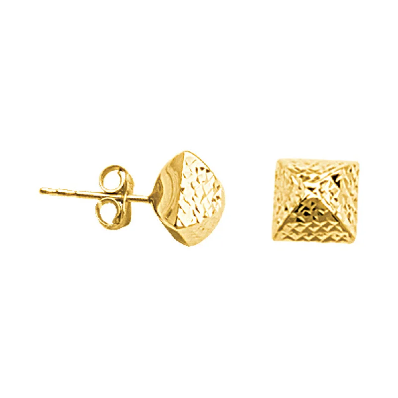 Bead weave earrings-10k Yellow Gold Pyramid Stud Earrings 7mm