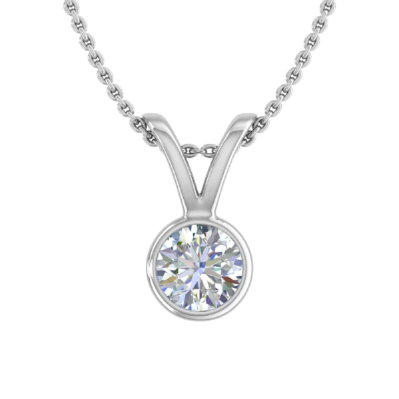 Vivid gem necklaces-1/3 Carat Diamond Solitaire Pendant Necklace in Gold (Included Silver Chain)