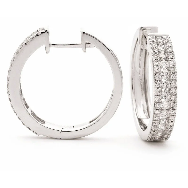 Wanderer feather earrings-DIAMOND IN & OUT HOOP EARRINGS IN 18K WHITE GOLD