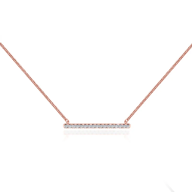 Firm chain necklaces-AMAL - Lab Diamond Bar Necklace 18k Rose Gold