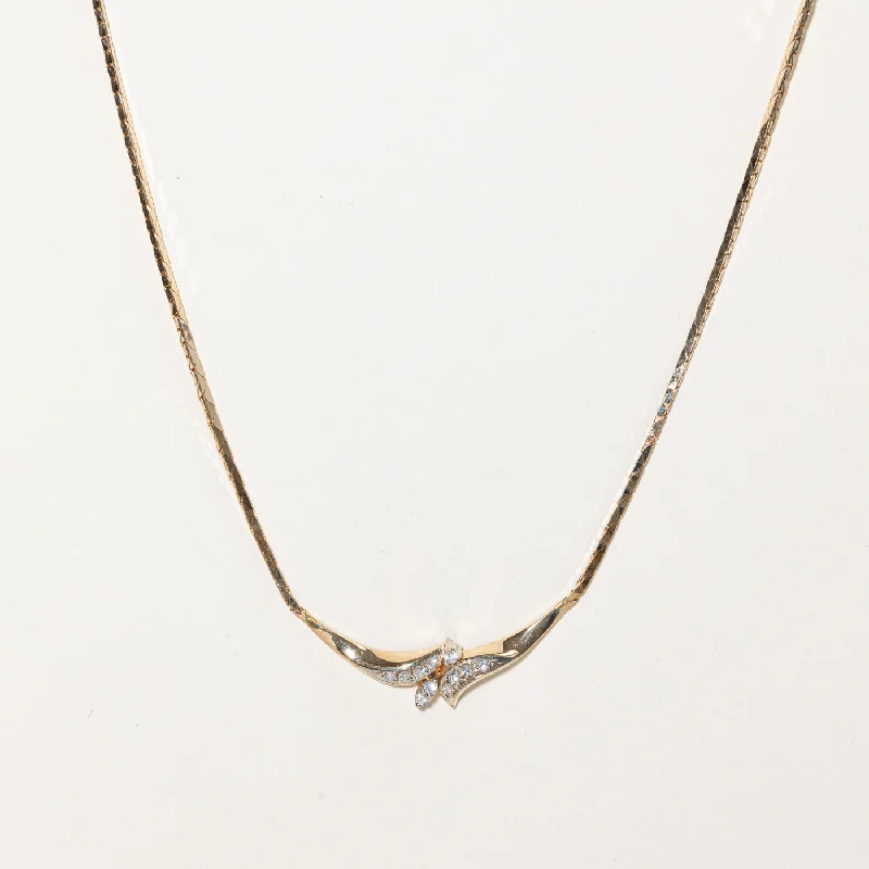 Victorian charm necklaces-Diamond Bypass Scoop Necklace | 0.28ctw | 17" |