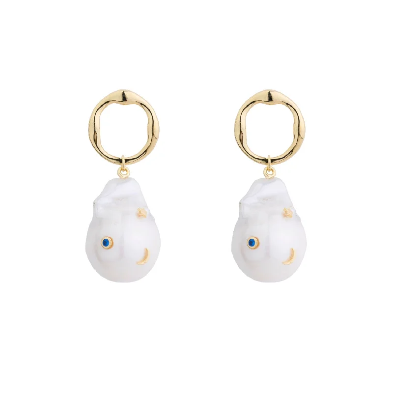 Galaxy Gold Plated Earrings w. Pearls