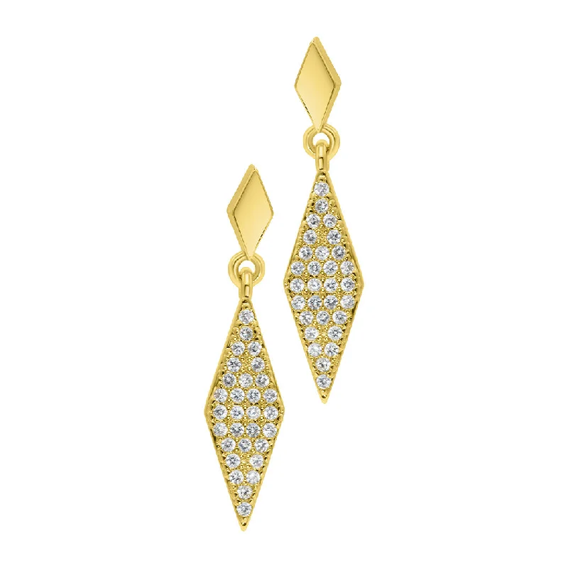 Dual-tone earrings-14k Gold Plated Diamond Drop Earrings