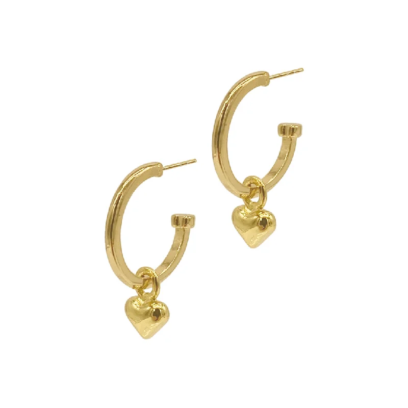 Dual-tone earrings-14k Gold Plated Heart Huggie Earrings