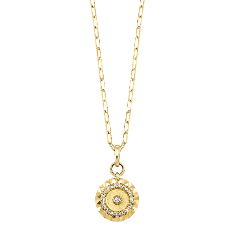 Coiled wire necklaces-1/3 Ctw Diamond Disc Paperclip Necklace in 14 Karat Yellow Gold