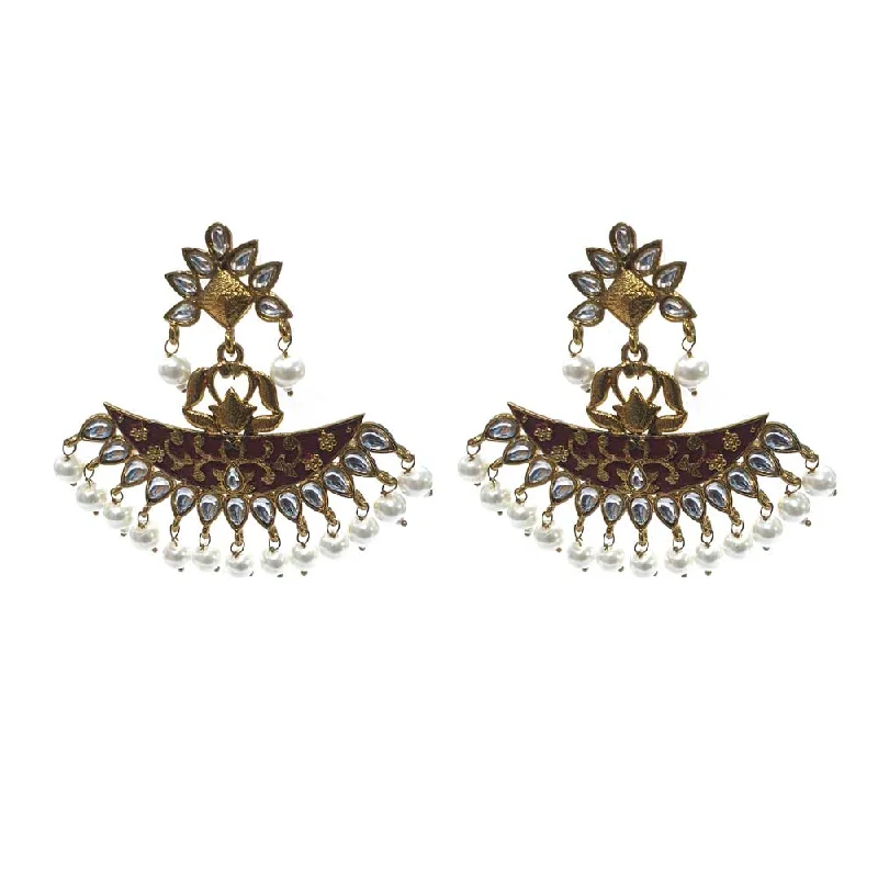 Fine wing earrings-FESTIVE COLLECTION' HANDMADE KUNDAN EARRINGS SOLD BY PER PAIR PACK' BIG SIZE 62x60 MM