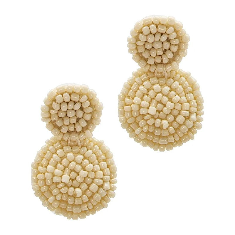 Fine pearl earrings-Ivory Drop Circle Bead Earrings