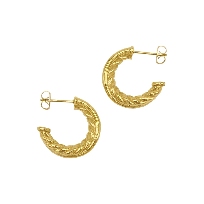 Cosmic glow earrings-Tarnish Resistant 14k Gold Plated Cable Hoop Earrings