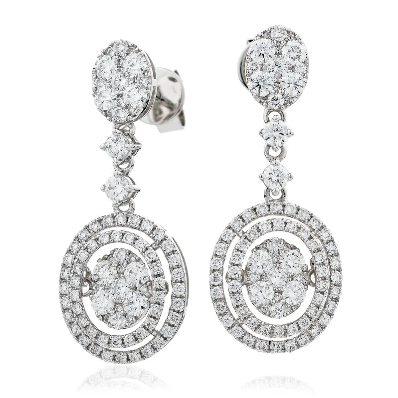 Tide design earrings-DIAMOND FANCY MOVEABLE EARRINGS IN 18K WHITE GOLD