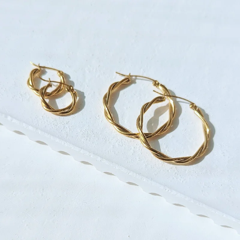 Spinel earrings-Minimal Twist Hoop Earrings III