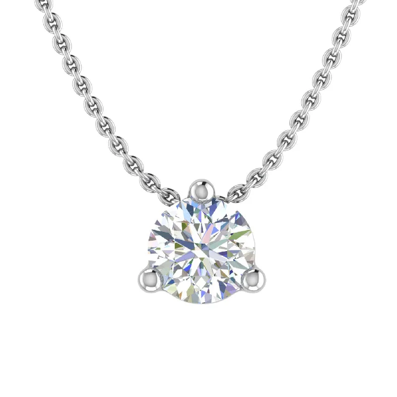 Drape-style necklaces-1/5 Carat Solitaire Diamond Pendant Necklace in Gold (Included Silver Chain) - IGI Certified