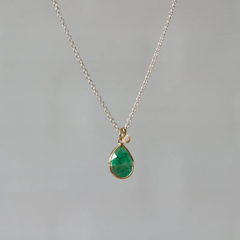 Stellar sign necklaces-Emerald Sterling Silver and 14K Yellow Gold Theia Necklace #2