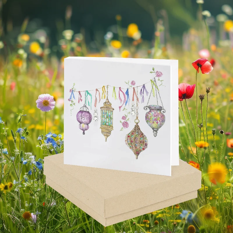 Exquisite Boxed Moroccan Lantern card with Sterling Silver Stud Earrings - Perfect for Any Occasion