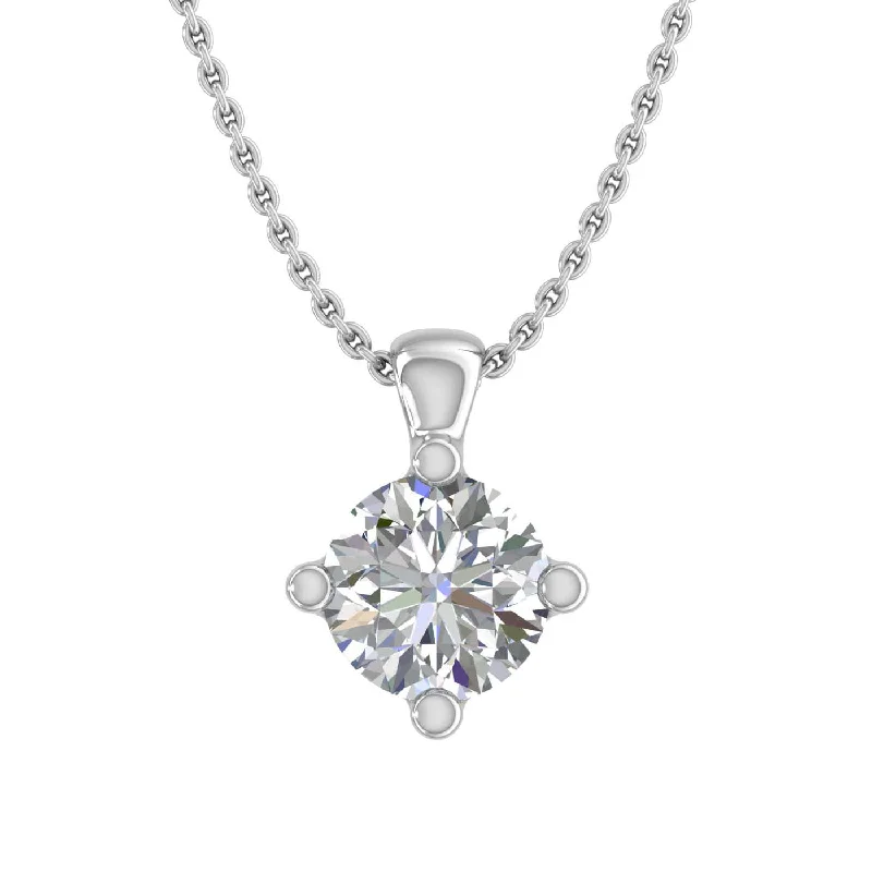 Drape-style necklaces-1/5 Carat Diamond 4-Prong Set Solitaire Pendant Necklace in Gold (with Silver Chain)