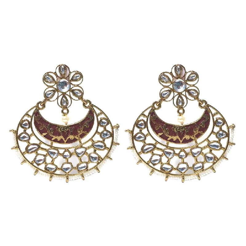 Sleek art earrings-FESTIVE COLLECTION' HANDMADE KUNDAN EARRINGS SOLD BY PER PAIR PACK' BIG SIZE 70X60 MM