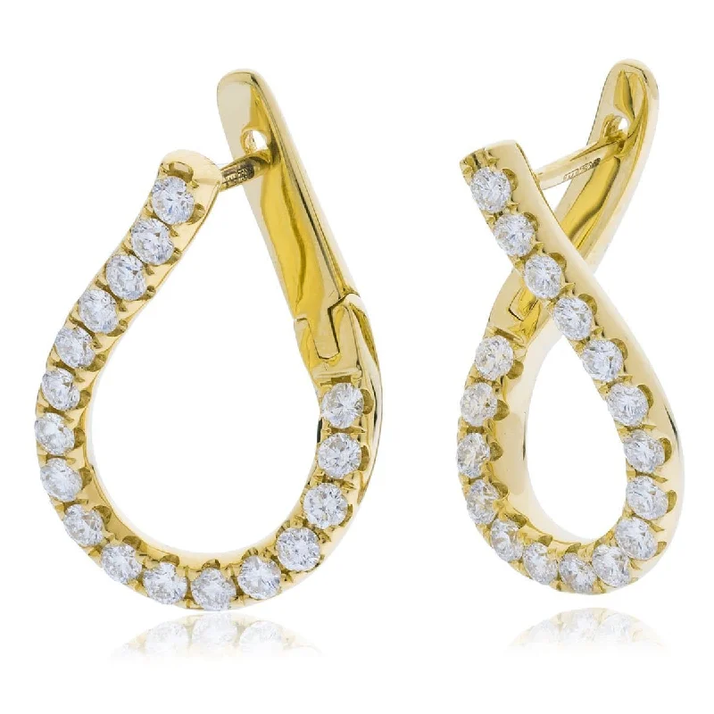 Polished bead earrings-DIAMOND FANCY HOOP EARRINGS IN 18K YELLOW GOLD