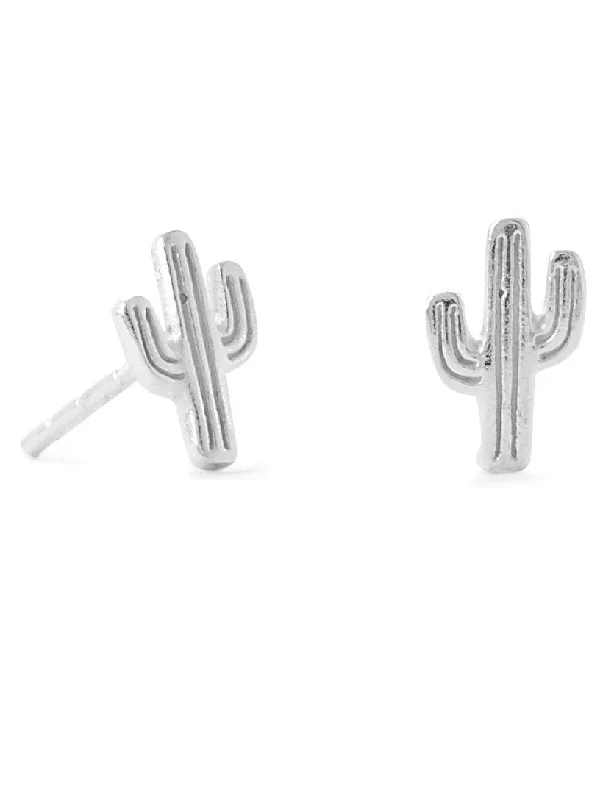 Subtle drop earrings-Saguaro Cactus Post Stud Earrings Sterling Silver