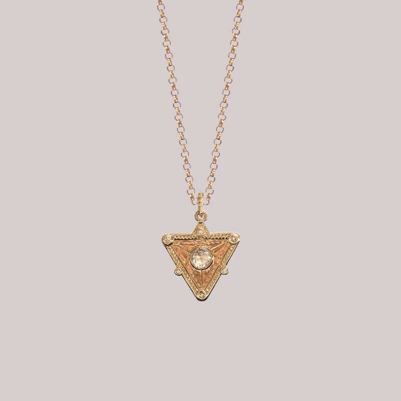 Retro deco necklaces-Connected to Source Triangle Charm