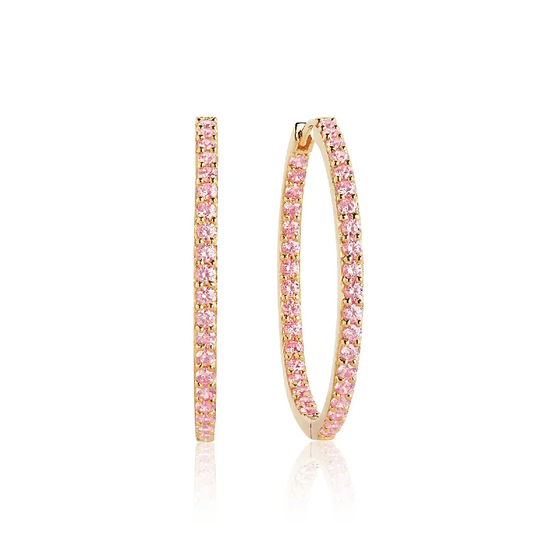 Valiano Gold Plated Hoops w. Pink Zirconias