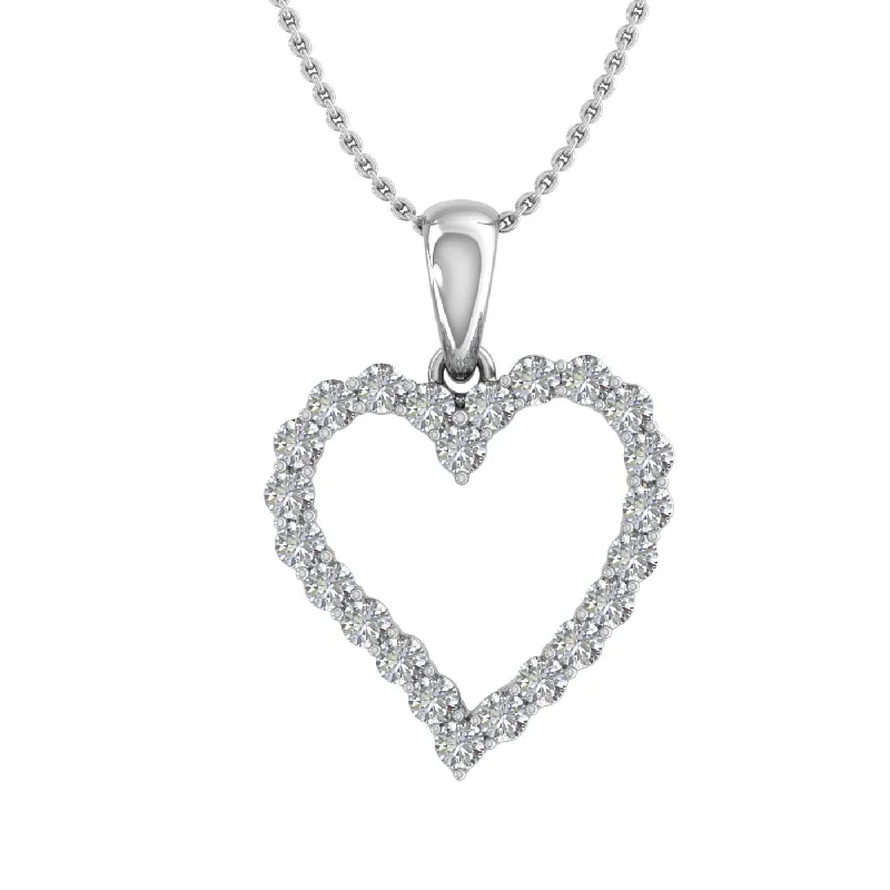 Stretch thread necklaces-1/3 Carat Diamond Heart Pendant Necklace in Gold (Silver Chain Included)