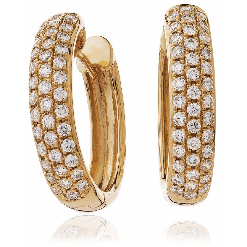 Gem-twisted earrings-DIAMOND PAVE SETTING HOOP EARRINGS IN 18K ROSE GOLD