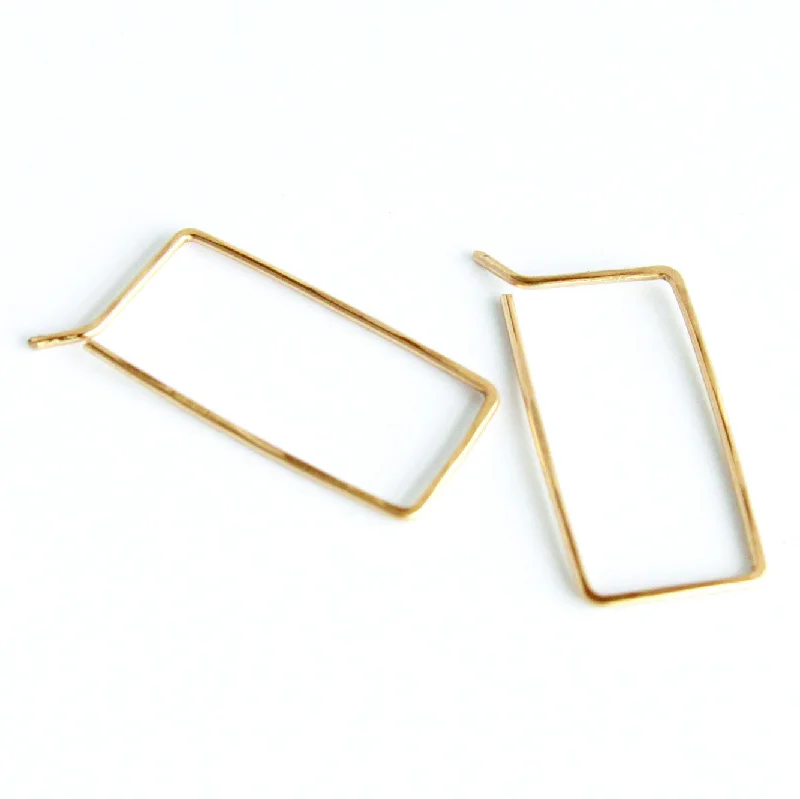 Shiny star earrings-Little Rectangle hoops