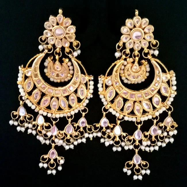 Alloy metal earrings-''EXCLUSIVE''70-80 mm Hand Crafted Kundan Earrings Sold by per Pair pack