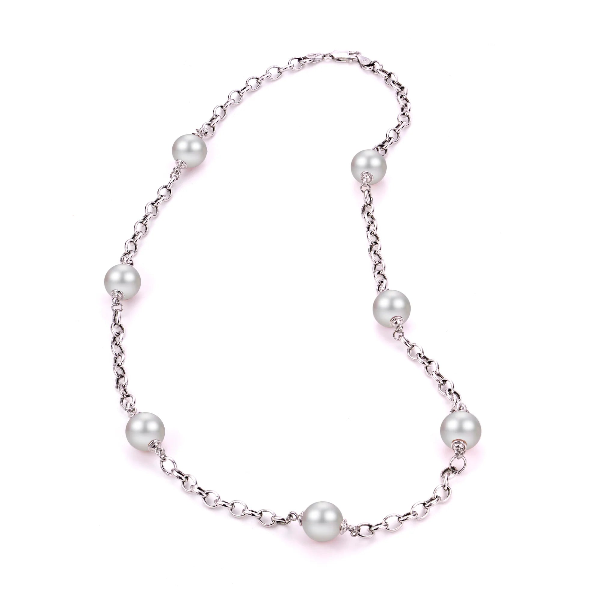 Tiered chain necklaces-Sterling Silver Freshwater Pearl Necklace