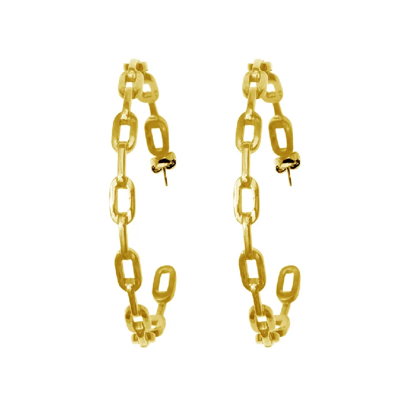 Zodiac charm earrings-14k Gold Plated Link Hoop Earrings