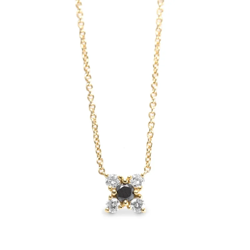 Spirit eye necklaces-Valentina Gold Necklace Black & White Diamonds