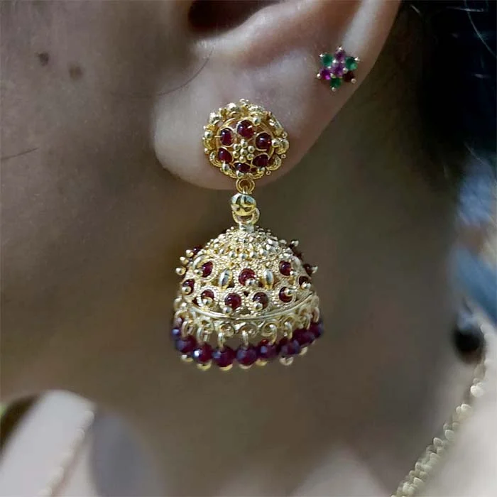 Glossy gold earrings-High Quality Indian Made Oxidized Jhumka Earring Sold by per Pair Pack