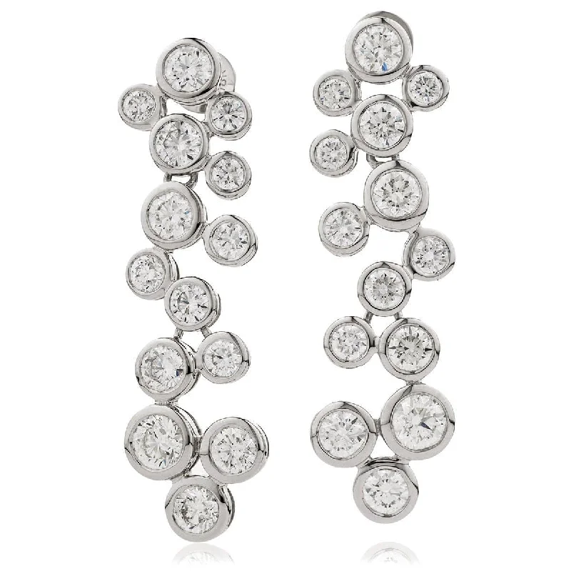 Bead weave earrings-DIAMOND IN RUB OVER SETTING DROP EARRINGS IN 18K WHITE GOLD