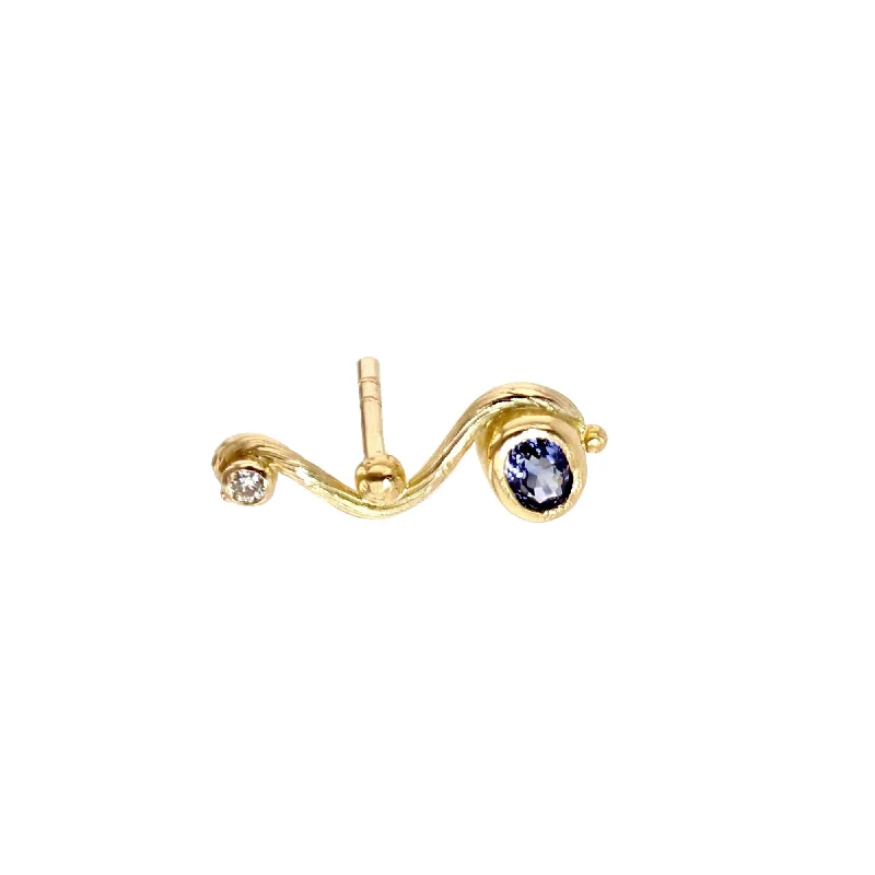 Seafire 18K & 22K Gold Earrings w. Sapphire & Diamond