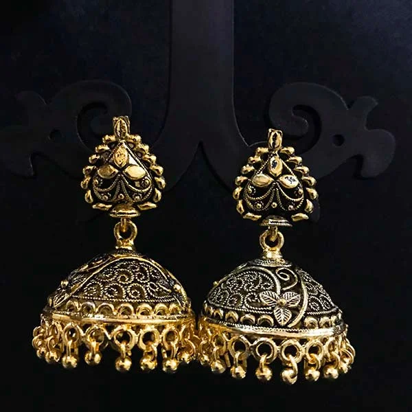 Heavy hoop earrings-High Quality Indian Made Oxidized Jhumka Earring Sold by per Pair Pack