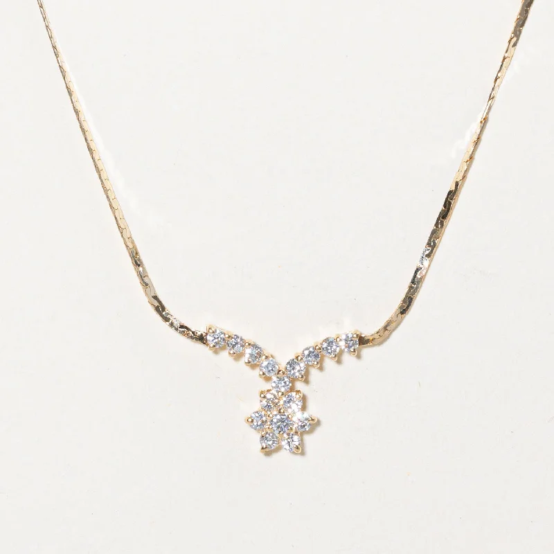 Ruby pendant necklaces-Diamond Flower Pendant Necklace | 0.50ctw | 16" |