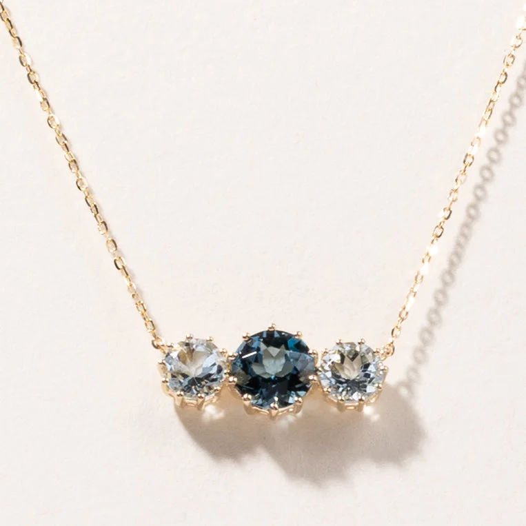 Raw woven necklaces-10K Yellow Gold Topaz & Aquamarine Necklace | 1.16ct, 0.92ctw | 16" |