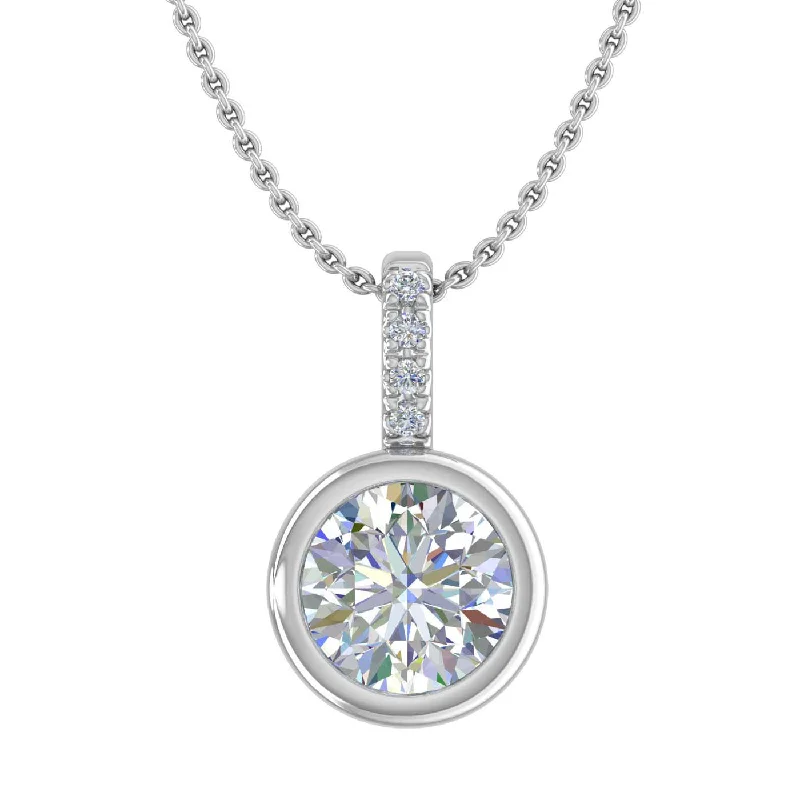 Victorian charm necklaces-3/4 Carat Diamond Solitaire Pendant Necklace in Gold (Included Silver Chain) - IGI Certified