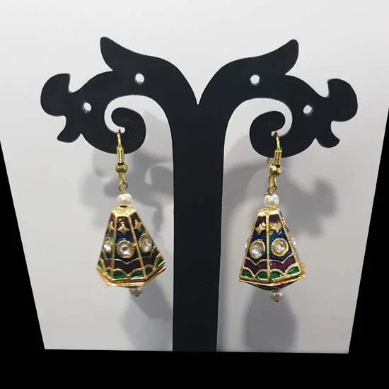 Cedar wood earrings-Kundan Earrings Fashion Jewellery