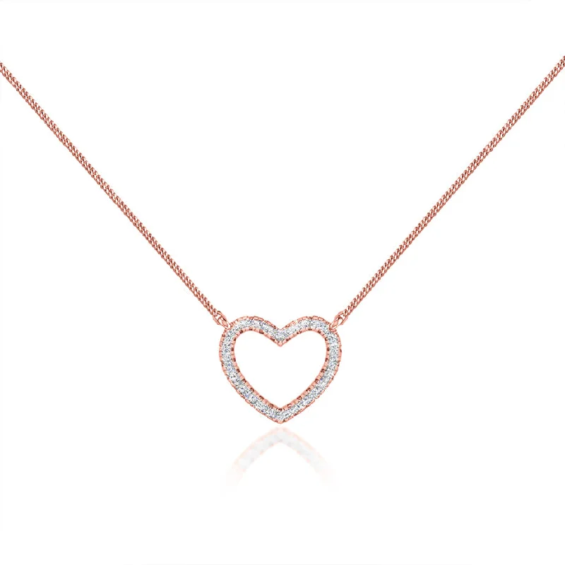 Bold art necklaces-ARMELLE - Heart Lab Diamond Necklace 18k Rose Gold