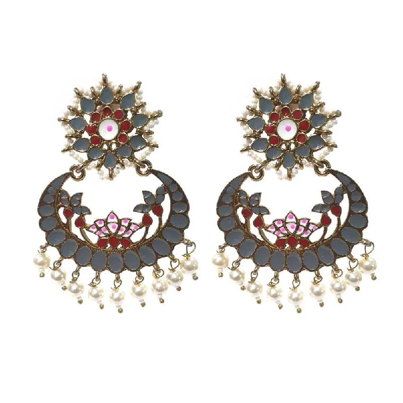 Light bead earrings-FESTIVE COLLECTION' HANDMADE KUNDAN EARRINGS SOLD BY PER PAIR PACK' BIG SIZE 70X60 MM