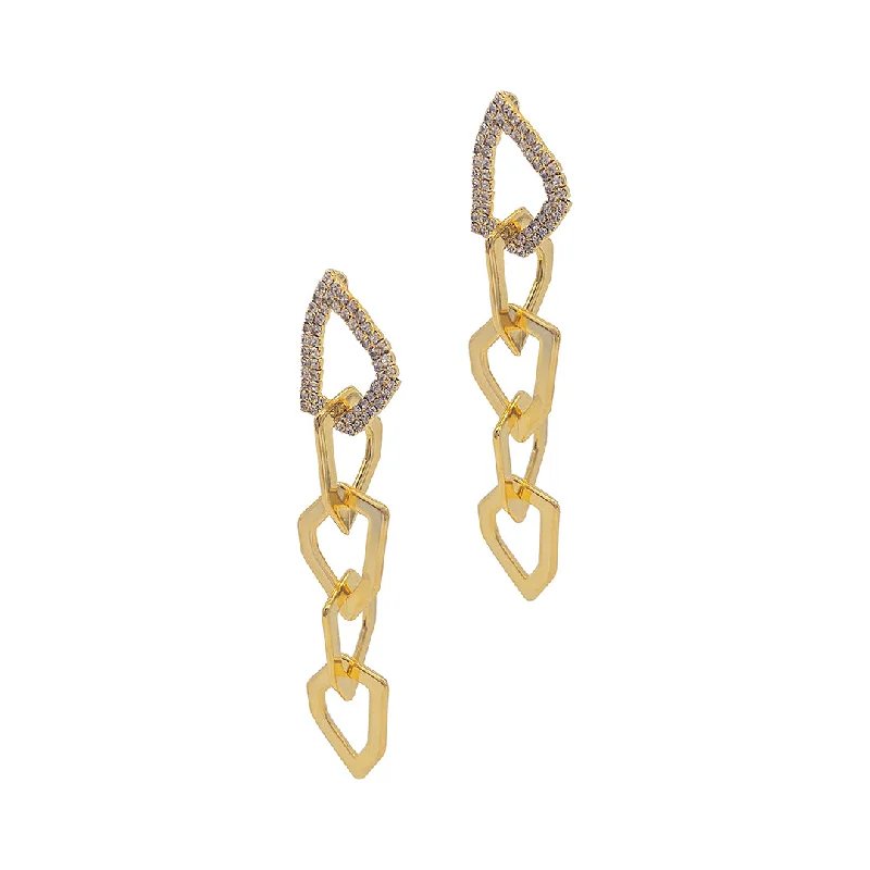 Spinel earrings-14k Gold Plated Organic Link Drop Earrings