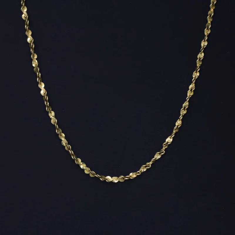 Onyx drop necklaces-SOLID 14K YELLOW GOLD 18 INCH CHAIN 1.1mm FIGURE EIGHT TWIST MEN LADIES NECKLACE